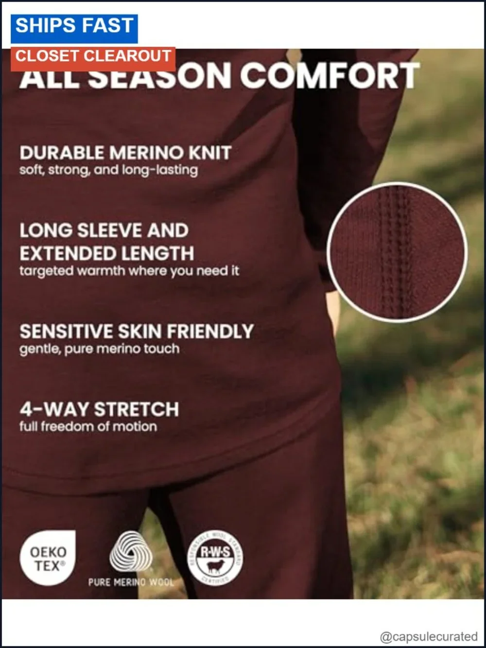 Men's 100% Merino Wool Base Layer Turtleneck Thermal Shirt